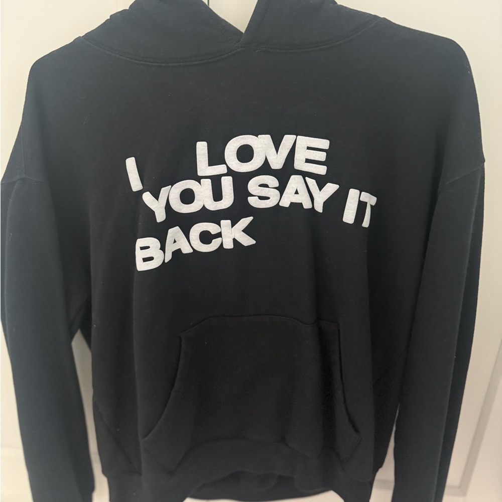 L LONELY GHOST Black Hoodie with White Text